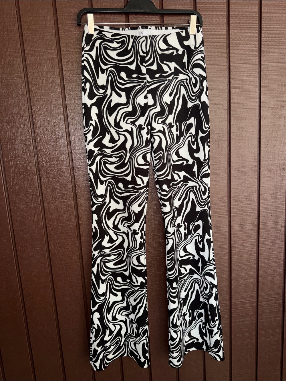 Black & White Swirl Boot-Cut Pants